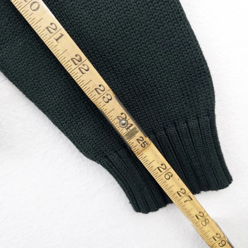 90's Vtg Polo Ralph Lauren Heavy Knit Zip Sweater Jacket Men's L Hunter Green